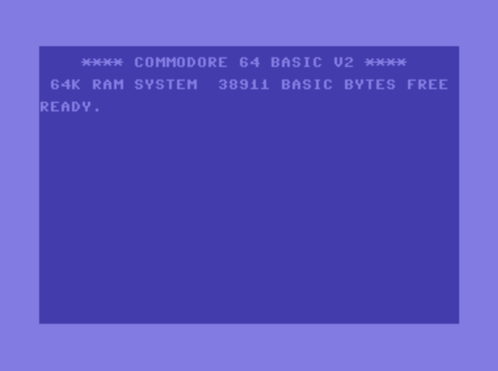 The Commodore 64 startup screen